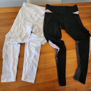 white aerie leggins and black and pink leggins